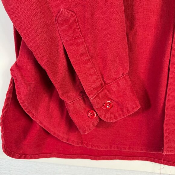 Cabelas Ducks Unlimited Red Denim Shirt Mens L Distressed Button Up Long Sleeve - Picture 4 of 14